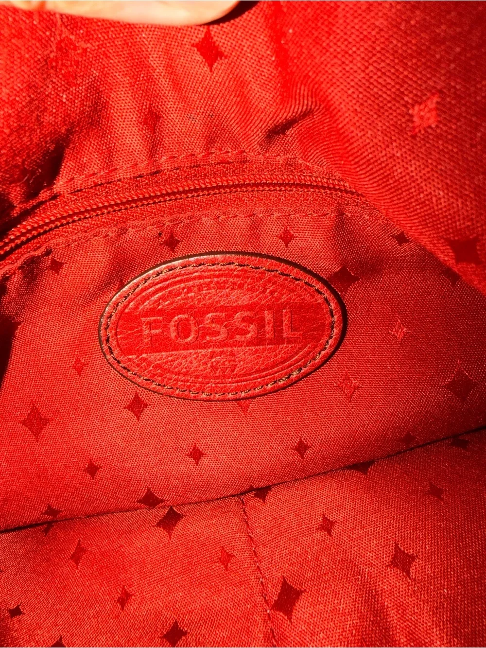 Fossil Maddox Red Pebbled Leather Crossbody Bag Turn Lock Key Charm Y2K Western